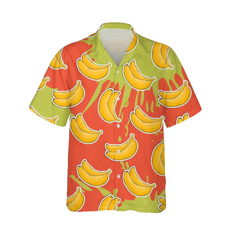 Hawaiian 3D Banana Shirts Men\'s Summer Top Breathable Fashion Clothing Beach Vacation Men\'s Short Sleeved Outdoor Casual Wear