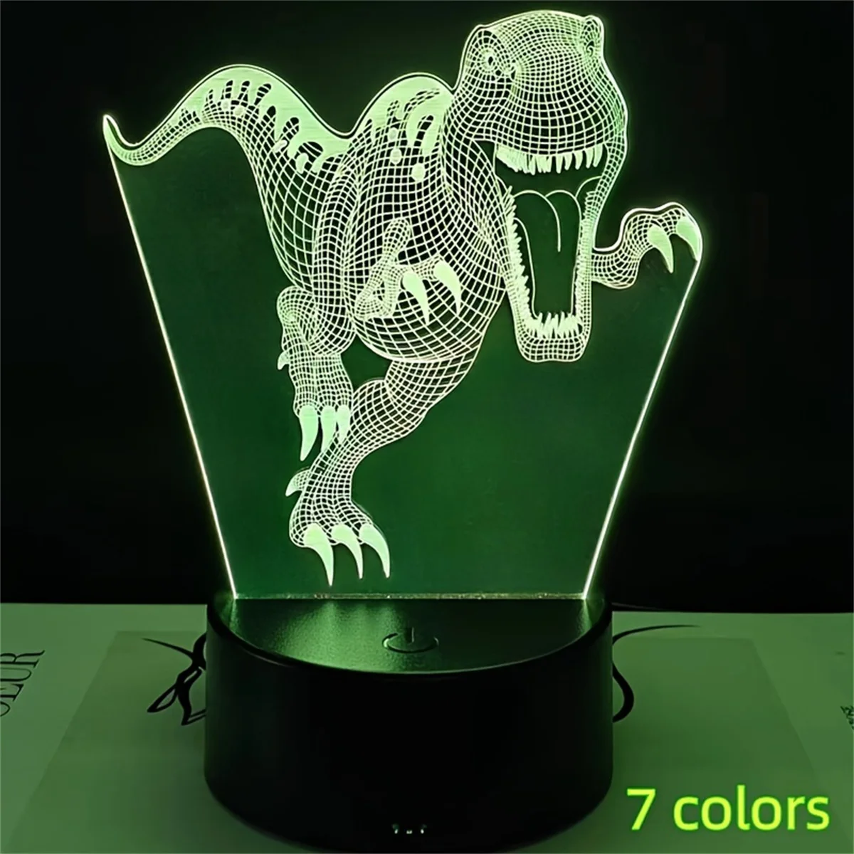 1pc  Dinosaur 3D Night Light, 3D Optical Illusion Lamp With Touch, 7-Color Changing Ambient Light For Bedroom