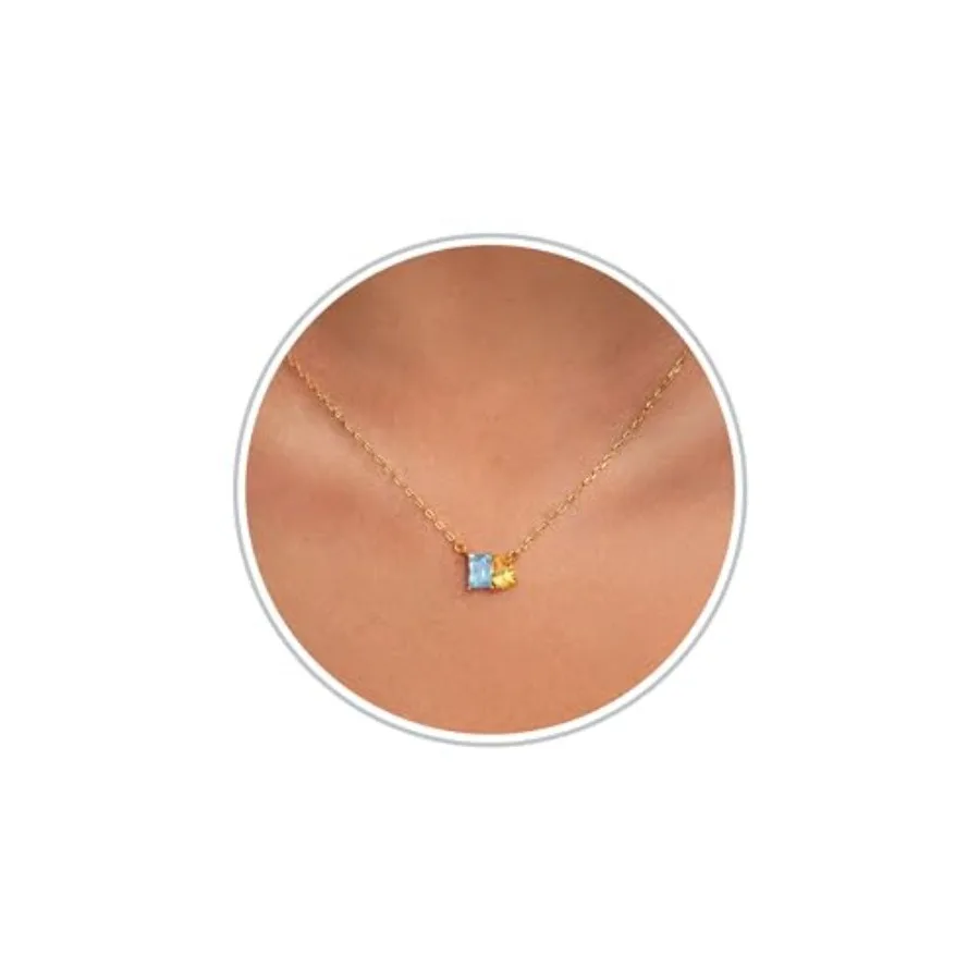

Birthstone Necklace for Women Teen Gifts 14K Gold Plated Necklace with 1-12 Birthstone 16th 18th 21st 30th 50th Birthday Gift f