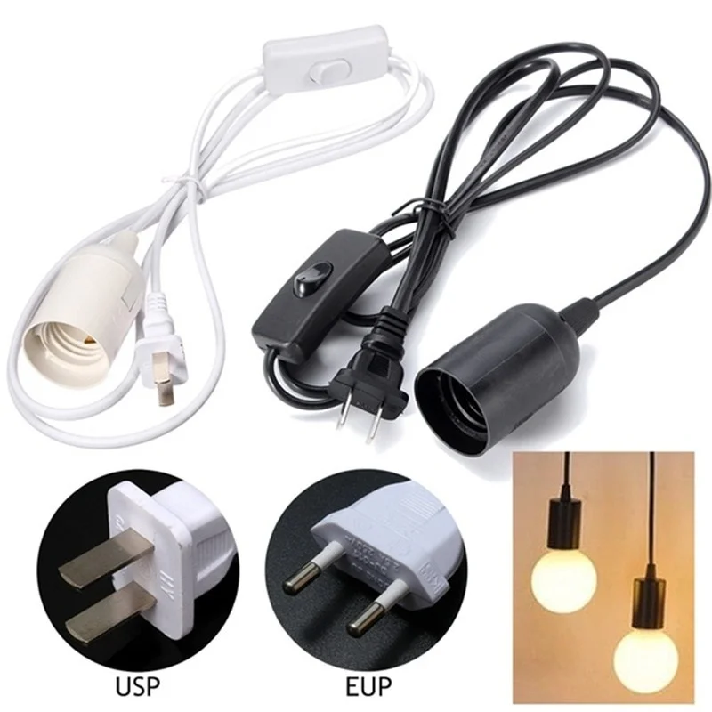 

1,8 м Netsnoer Kabel E27 Lampvoeten EU Us Plug Met Schakelaar Draad Voor Hanger Led Lamp Hanglamp Schorsing Socket Houder