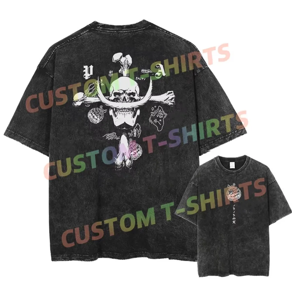 

2025 Anime One Piece Luffy Washed T Shirt Men Printed Cotton T-Shirt Short Sleeve Tees Oversized Tops Fashion Streetwear Unisex
