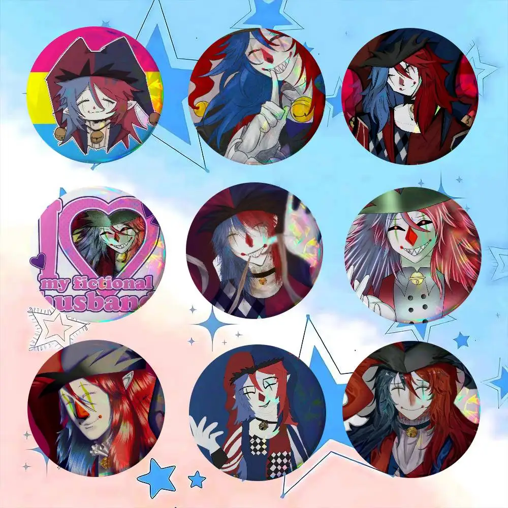 Game cool Trapped with Jester Round   Badge Creative Round Plastic Brooch Clothes Decorative Pins Jewelry Gifts for Friends