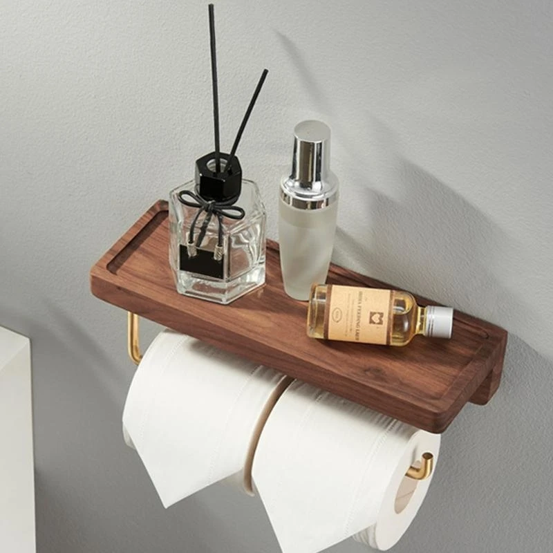 

Brass Toilet Paper Dispenser Wall-mounted Tissue Roll Holder with Tray