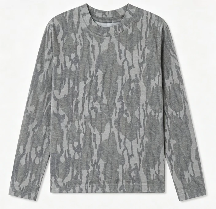 Camo Long Sleeve T‑Shirt Tree Leaf Camouflage Print Crew Neck Straight  Tee Casual Outdoor Hunting Streetwear Unisex Tops ﻿ - view 2