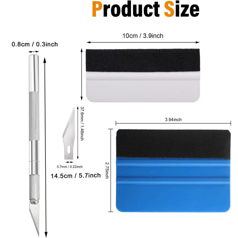 Durable Vinyl Wrap Tool Set DIY Car Window Tint Squeegee Scraper for PPF Paint Protection Film Carbon Fiber Decal Install