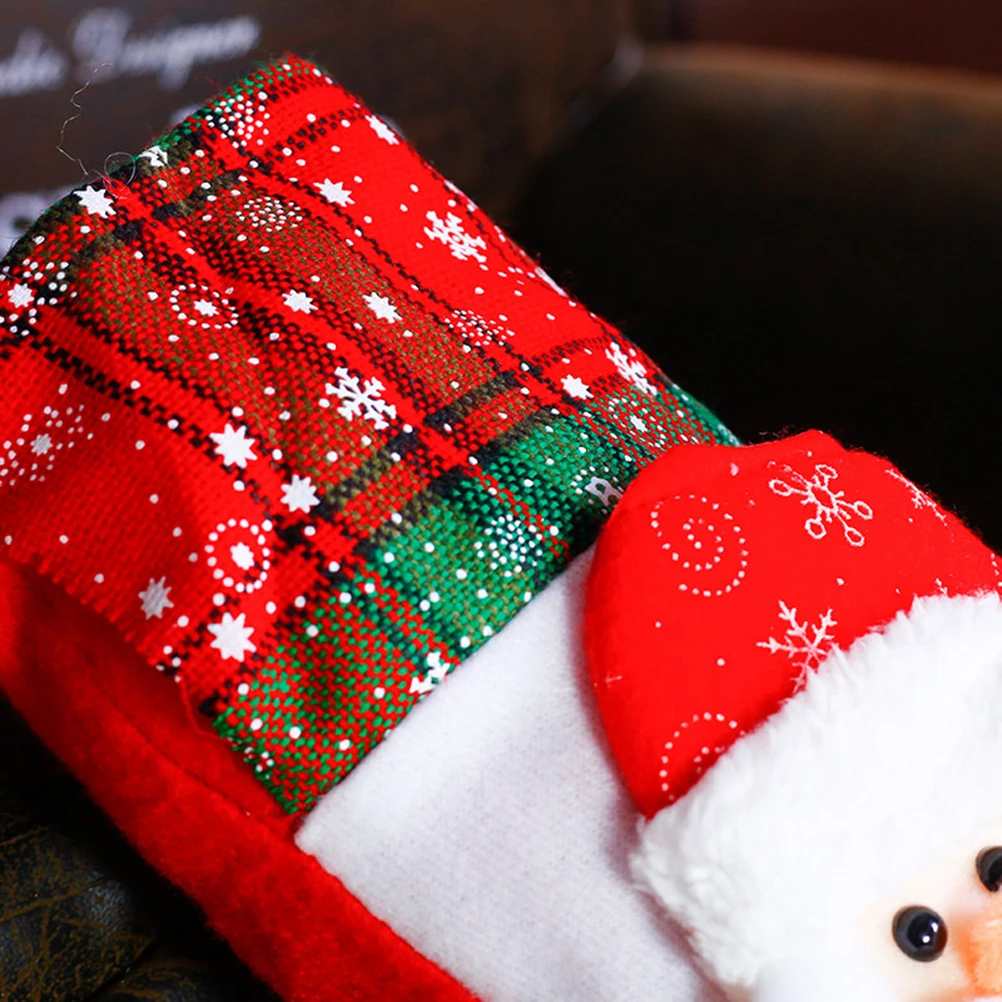 

4 Pcs Decorations Christmas Socks Stockings for Gift Holders Snowflake Big