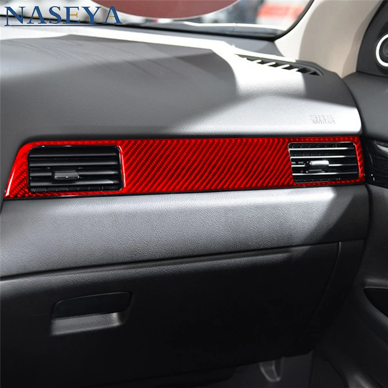 

Car Interior Accessories Carbon Fiber Copilot Side Dashboard Vent Stickers For Mitsubishi Outlander 2014-2016 Without Navigation