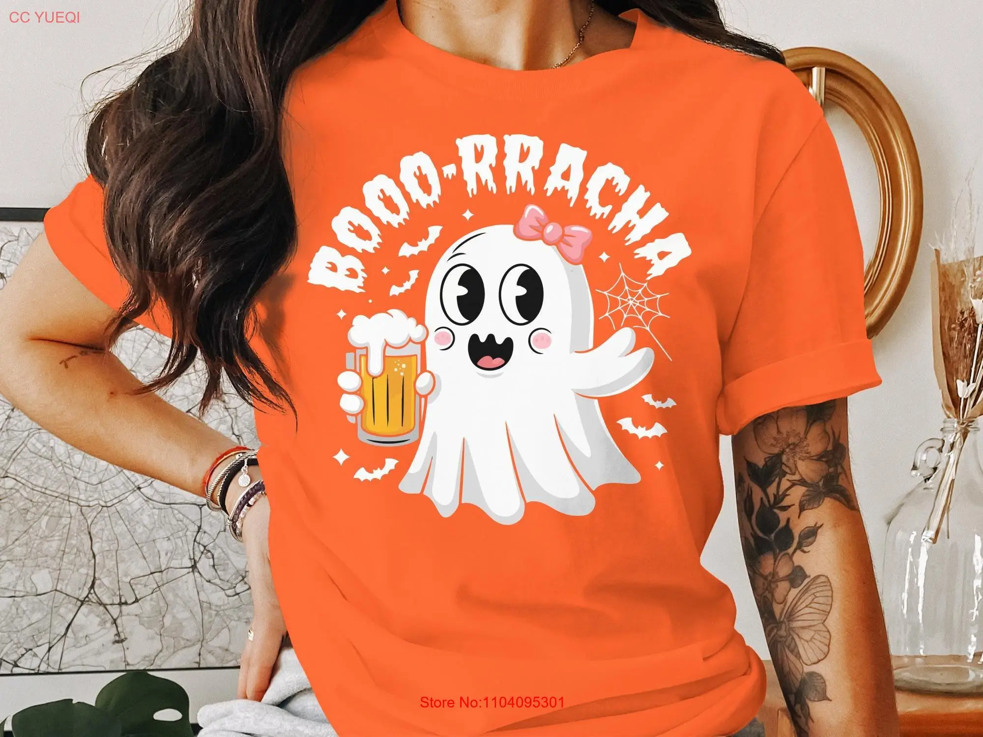 FUNNY HALLOWEEN SHIRT Spooky Season for Her Ghost Drinking Beer T Boo Racha Cute Drink Fiesta Party Outfit