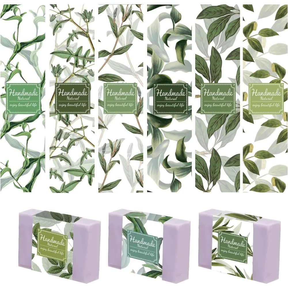 9 Styles Leaf Wrap Paper Tape for Homemade Soap 90pcs Plant Leaves Soap Wrapper Vertical Soap Paper Tag Sleeves Covers