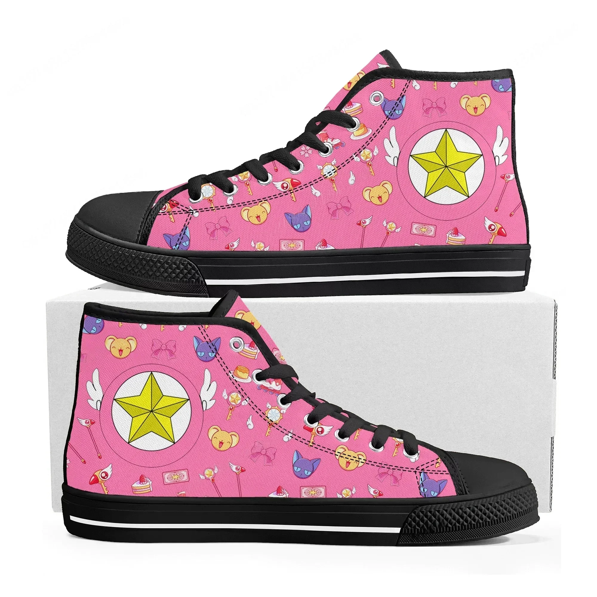 

Кроссовки Cardcaptor Sakura High Top для мужчин, женщин и подростков, высококачественные кеды из канваса, повседневная обувь с аниме-принтом, изготовленная на заказ