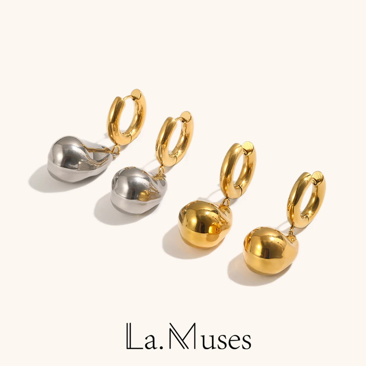 La. Uses Mixed Color Irregular Stone Pendant Hoop Earrings Stainless Steel Women PVD Plated Fashion Jewelry Gift