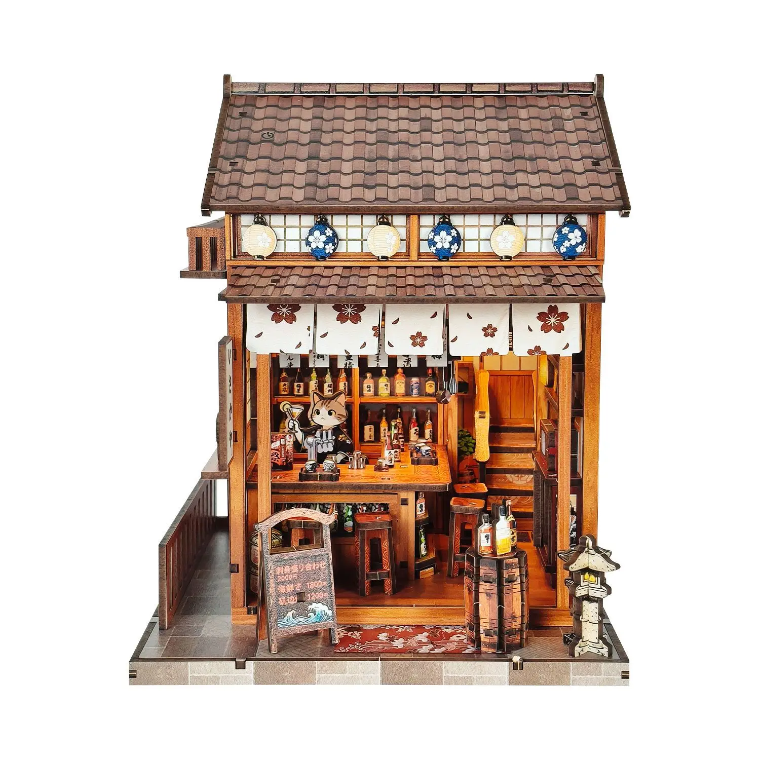 Figurines de taverne Sakura Casa en bois, bricolage, Villa assemblée avec lumière pour amis, cadeaux d'anniversaire, artisanat de décoration pour la maison