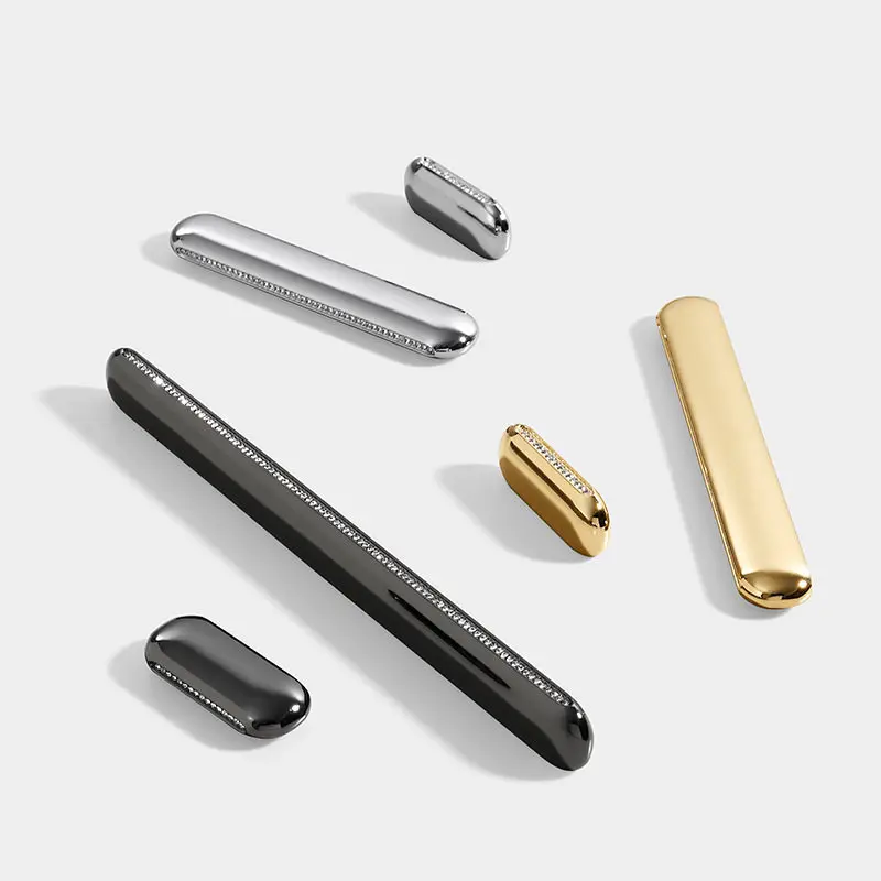 Crystal Cabinet Door Handle Simple European Light Luxury Zinc Alloy Wardrobe Handle Personalized Round Arc-shaped Drawer Handle