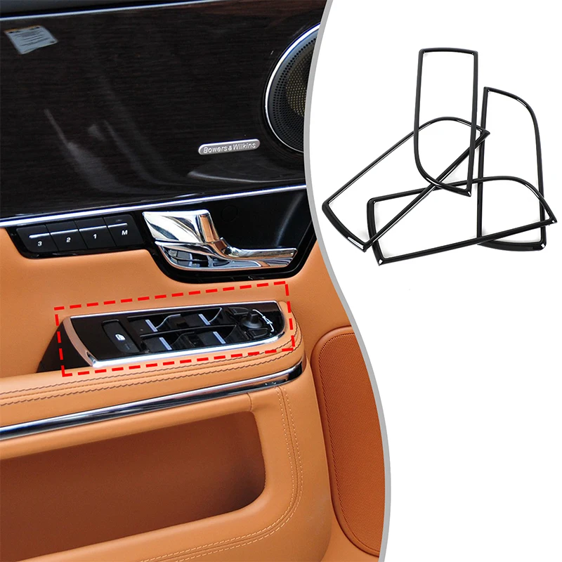 

Набор из 4 предметов, черный АБС-пластик для Jaguar XJ 2010-2019, подъемная рамка для стекла автомобиля, декоративная наклейка, аксессуары для защиты салона автомобиля