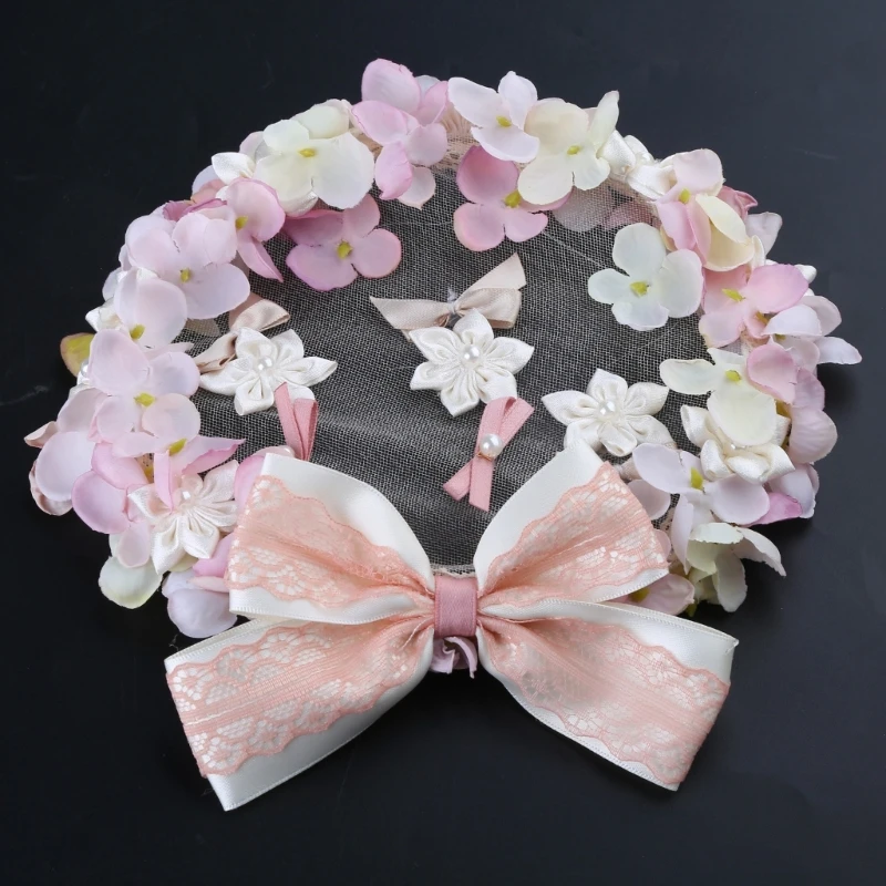 Mooie roze bloemkroon bloemen hoofdband bloemenslingeraccessoire voor dames N0HE