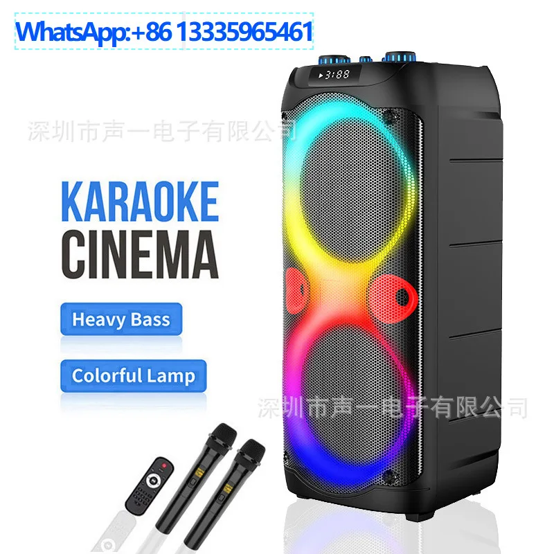 

ZQS10213 Двойной 10-дюймовый уличный Bluetooth-динамик для кадриль, двойной беспроводной микрофон, мощный караоке-аудио