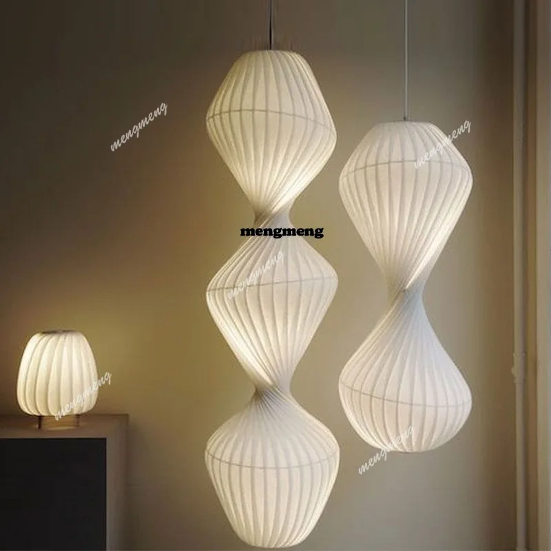 Japanese art chandelier, long strip, creative personality living room, study, hotel bar, designer silk lamps
