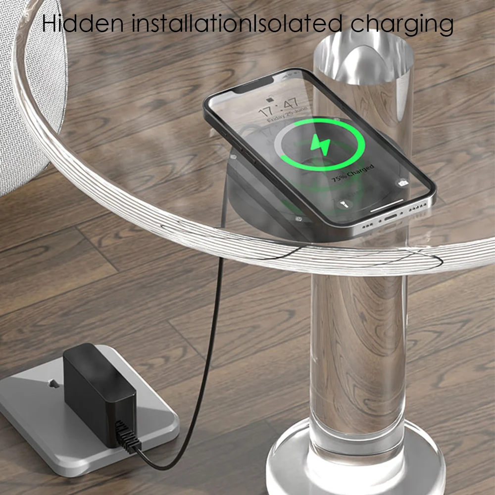 Desk Under Wireless Charger for iPhone 15/14/13/11/8/X/XR/Samsung/Airpods 2 3 Induction Charger Invisible Wireless Charging Pad