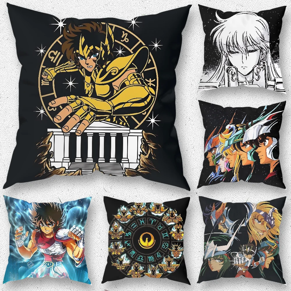 Knights Zodiac S-Saint Seiya Pillow Case For Home Bedroom Room Decoration Living Room Sofa Cushion Cover Suitable