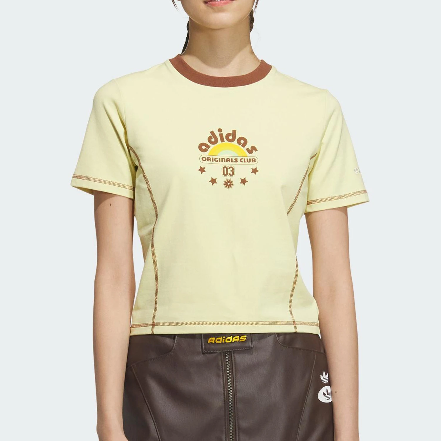 

Adidas genuine Three Stripes Women's Pullover Outdoor Durable Crop T-shirt JX6571