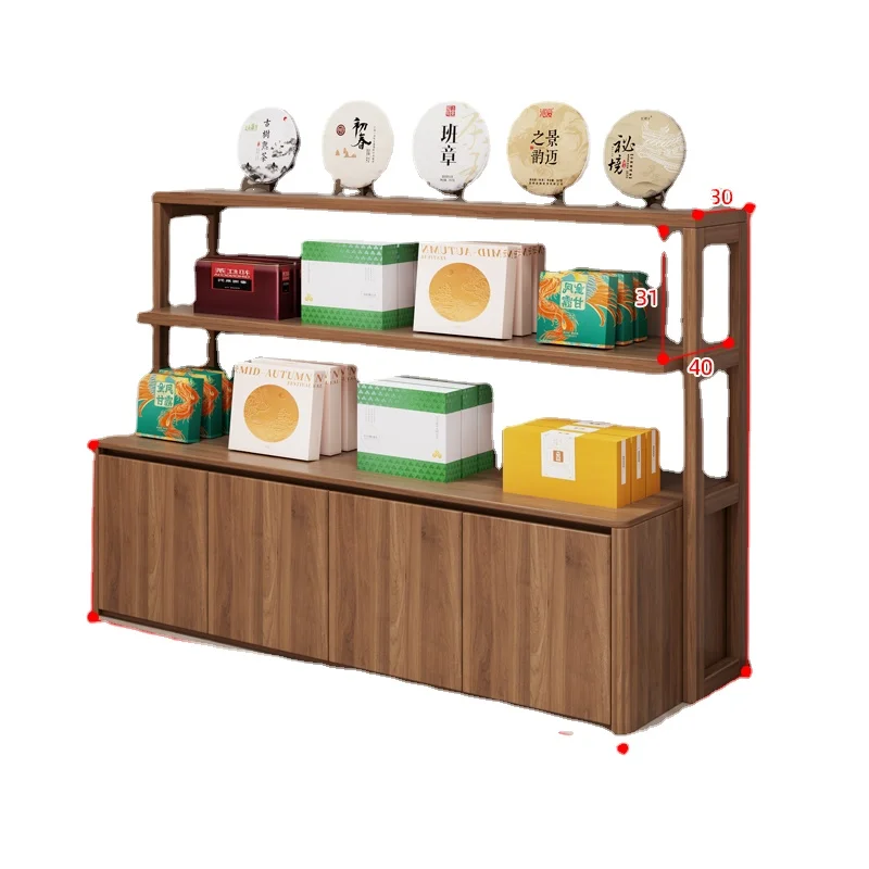 Solid wood double-sided multi-layer convenience store special shelf