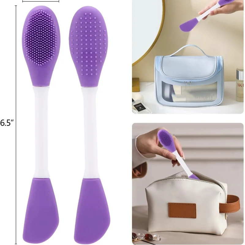 8/2pcs Double-Ended Silicone Face Mask Brush Reusable Soft Facial Masks Applicator Massage Spatula for Cream Skincare Supplies