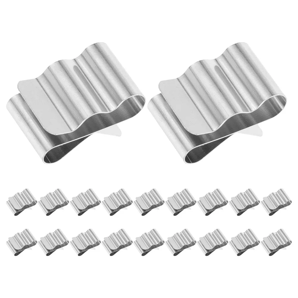 20Pcs Photovoltaic Cable Clamps Stainless Steel Solar Panel Wire Clips Double-Wire Cable Holders for Trailer Frame Boat