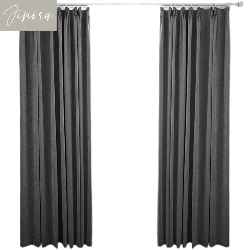 

Light Luxury Chenille Curtains for Living Room and Bedroom High-end New Blackout Curtains Gray Fabric Can Be Customized
