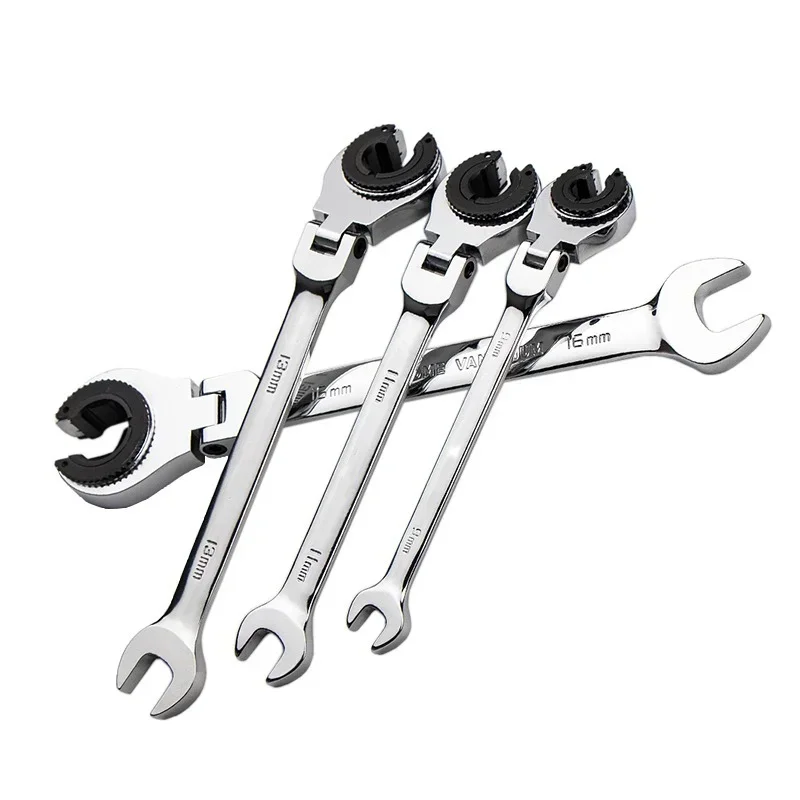 8-30mm Metric Flex-Head Ratcheting Wrench Set Professional Chrome Vanadium Steel Ratchet Wrenches Combination Ended Spanner Kit