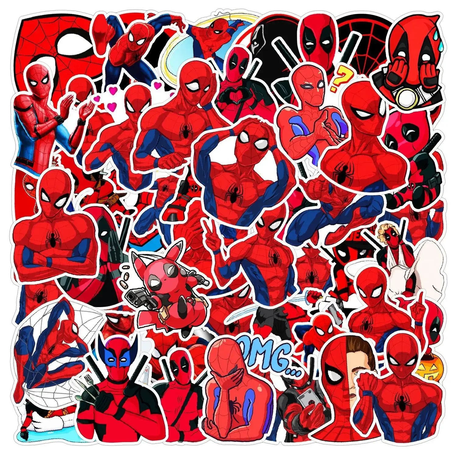 50pcs Variety of Marvel Movies Spiderman Hulk Deadpool Graffiti DIY Car Decoration Waterproof Stickers