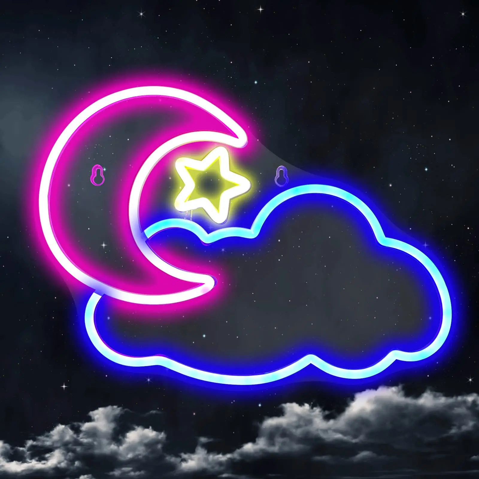 

Moon Cloud Neon Signs LED Cloud Star Neon Light Wall Decor USB Powered Bedroom Moon Cloud Christmas Birthday Party Girls Kids