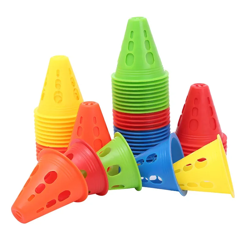 10 Uds. Cono de entrenamiento de fútbol, marcador de entrenamiento de agilidad para estadio, equipo de entrenamiento de fútbol sin Slalom Skate Pile Cup