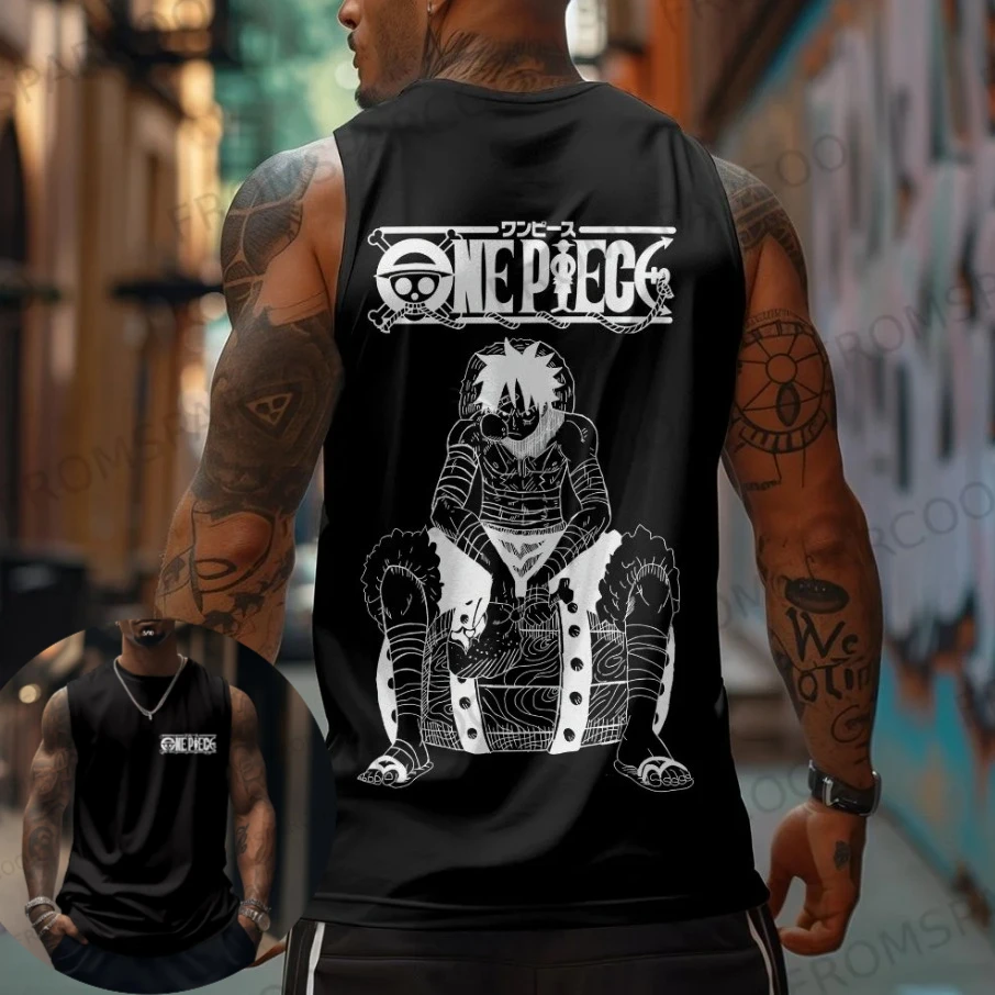 Einteilige ärmellose Herrenweste, Retro-Anime-Straßenkleidung, Fitnessstudio-Weste, T-Shirt-Dekoration, tägliche urbane Kleidung