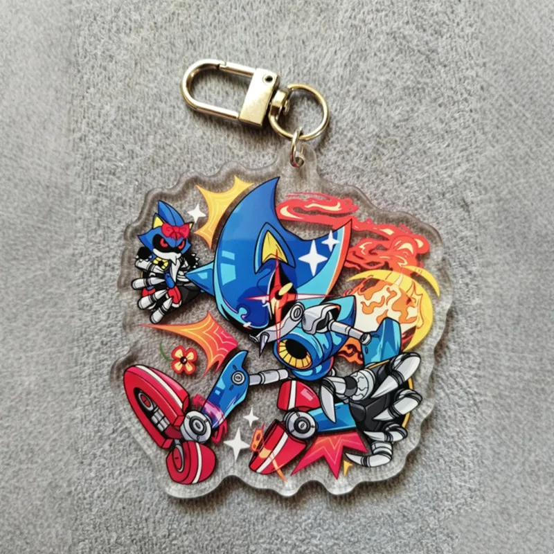 Llavero de Acrílico Metálico de Sonic, Amuleto del Villano de Sonic the Hedgehog, Regalo para Fanáticos del Juego, Merchandising de Anime Geek