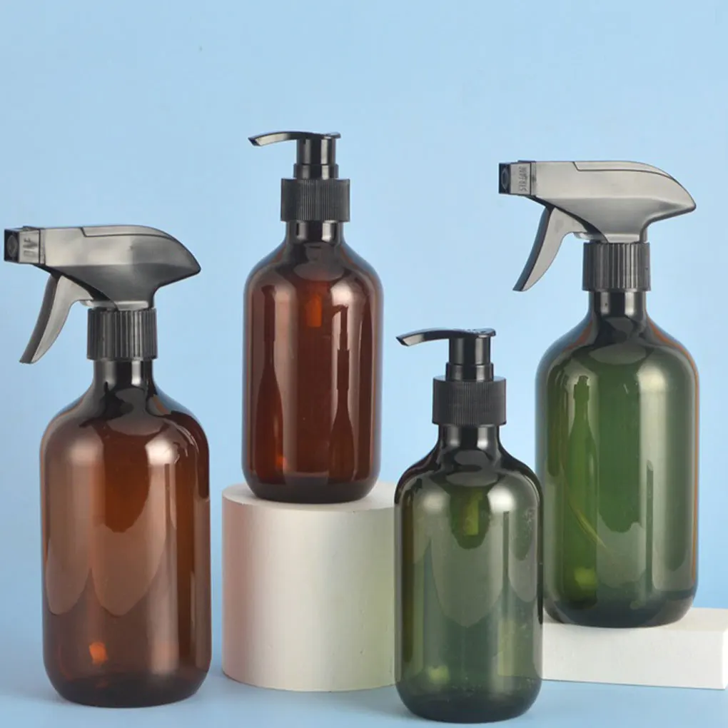 500ML Bathroom Soap Dispensers Amber Shampoo Lotion Container Press Pump Refillable Bottle for Bath Soap Gel and Cosmetics