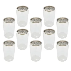 10 Pcs Pet Bottles Milk Tea Cups Food Grade Transparent Containers With Pull Lids Reusable Drink Storage Boxes For Coffee