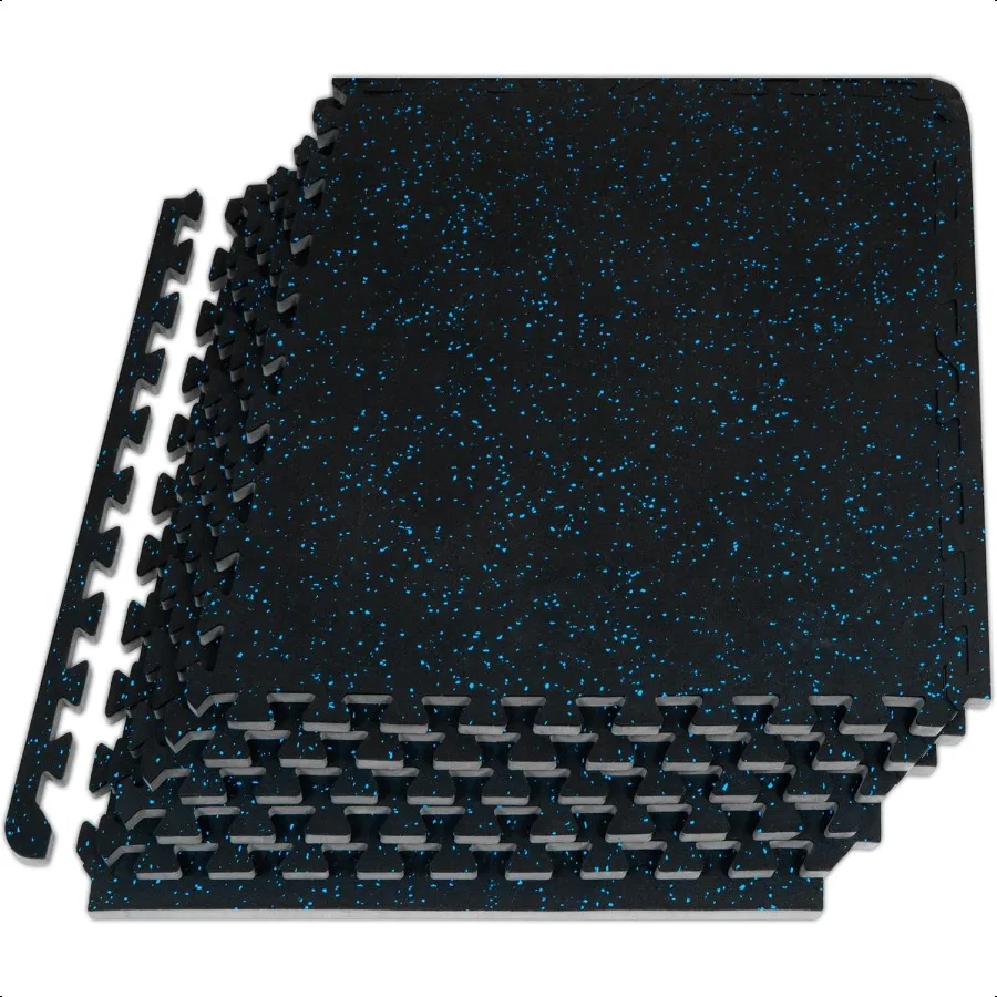 Estera de rompecabezas de ejercicio superior de goma, 3, 4 pulgadas, 48 cuadrados, 12 azulejos, azulejos entrelazados de espuma EVA para gimnasio en casa, suelo protector para equipos