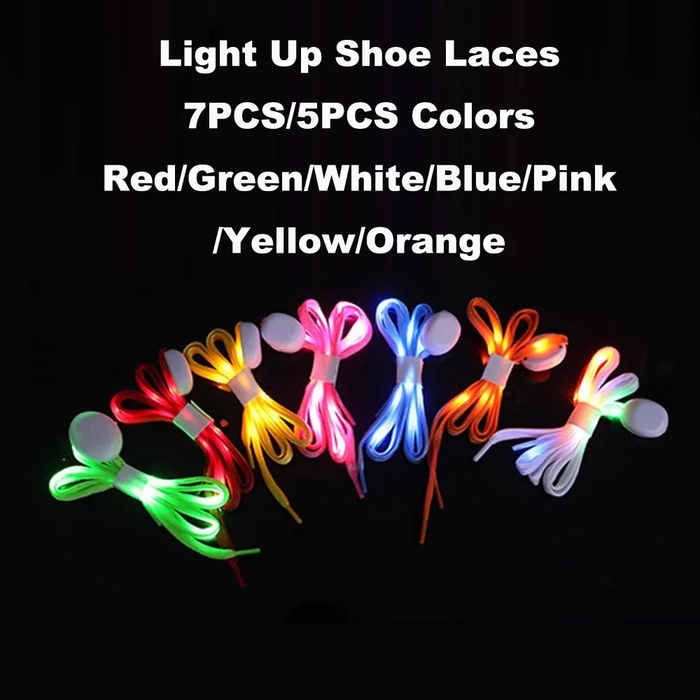 

LED Light Up Sport Luminous Shoelaces Glow Shoe Strings Round Flash Light Shoelaces Batteries No Tie Lazy Shoe Laces Party Decor
