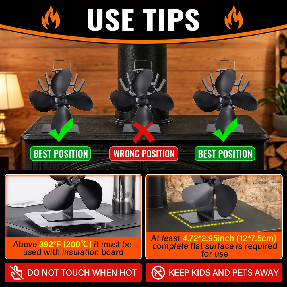 4 Blade Heat Powered Stove Fan - огляд і ціна Stove Fan Heat Powered 4 Blade