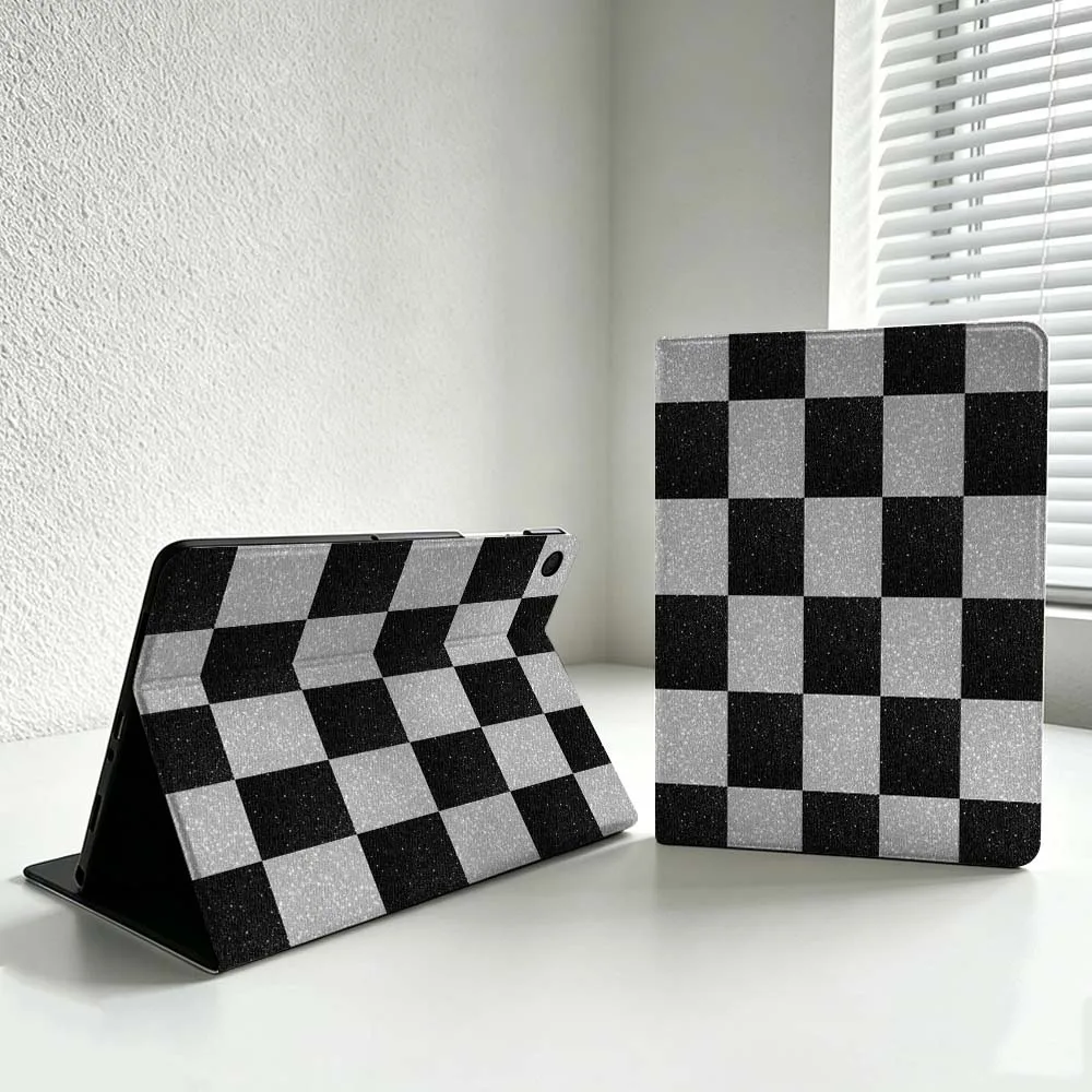 Black white Checkerboard Print For Samsung Galaxy Tab S11 S10 S9 S8 S7 S6 A11 A9 A8 Lite FE Plus Soft Inch Tablet Case Cover
