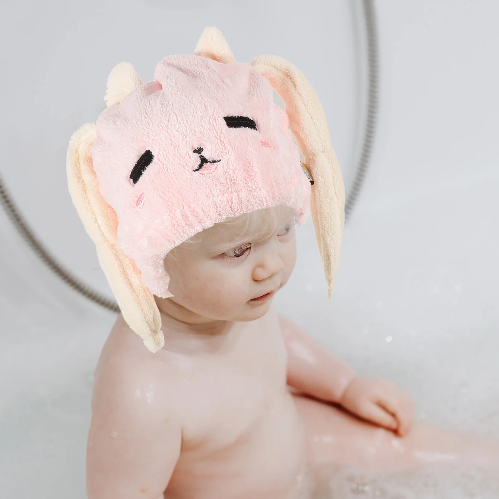 

Hair Drying Towel Cap Kids Hat Absorbent Microfiber Rapid Wrap Parent-child Pink Ear Design Soft Long Use Home Hotel Travel