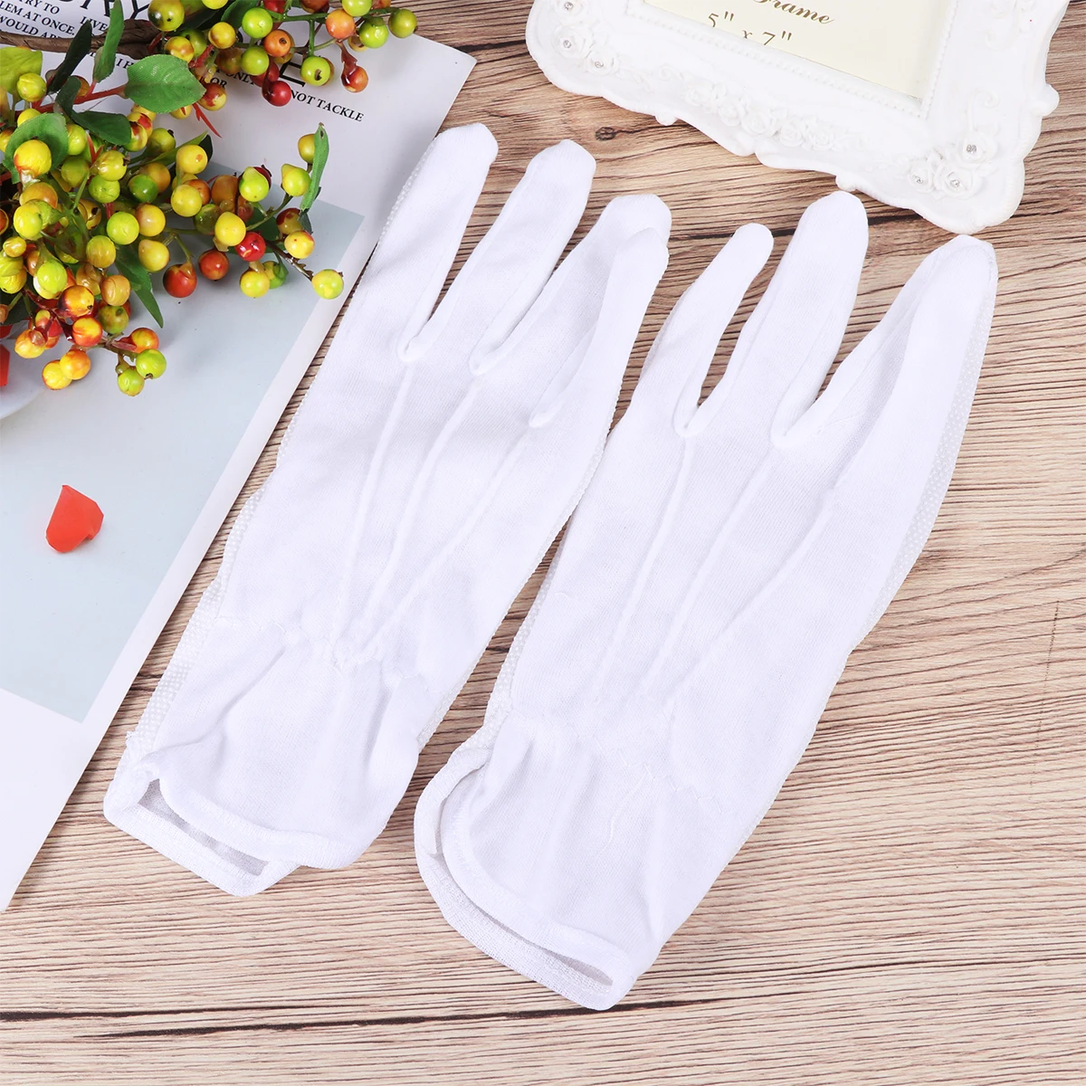 

5pcs Anti-Slip Dot Coated Lightweight Stretchy Protective Work Gloves For Gardening Industrial Labor Reusable Cotton Gloves