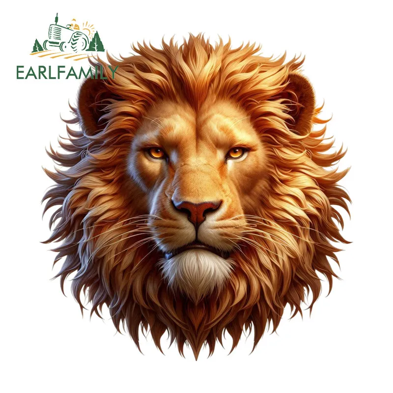 EARLFAMILY الأسد رئيس الكتابة على الجدران الكرتون سيارة ملصق مقاوم للماء الثلاجة المحمول دراجة نارية JDM ملصق مائي الإبداعية مقاومة للخدش سيارة التسمية