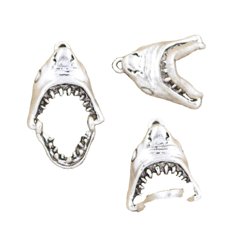 6 sztuk Charms może otworzyć rekina usta głowy 30x28mm Antique Making wisiorek fit, w stylu Vintage tybetański brąz, ręcznie robiona biżuteria DIY