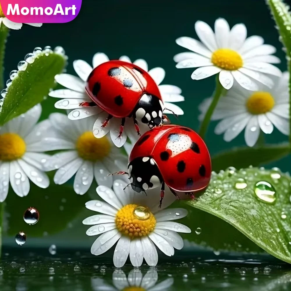 

Momoart Diamond Painting Ladybug Animal Pattern for Adults Beginners DIY Diamond Mosaic Daisy Flower Craft Kit Holiday Gifts