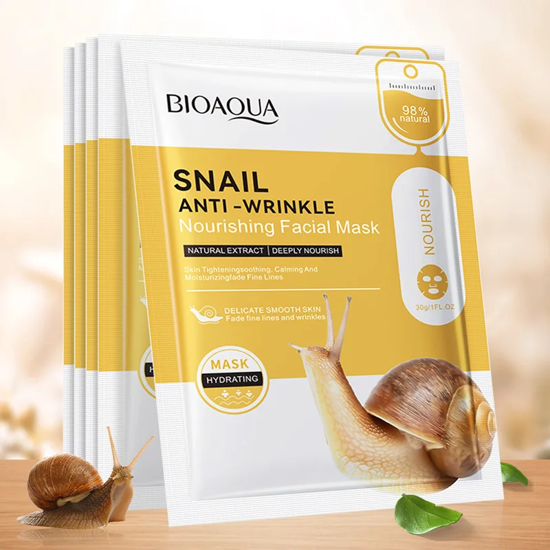 20pcs BIOAQUA Snail Hyaluronic Acid Face Mask skincare Rose Moisturizing Anti Wrinkle Pearl Whitening Facial Masks Face SkinCare view 4