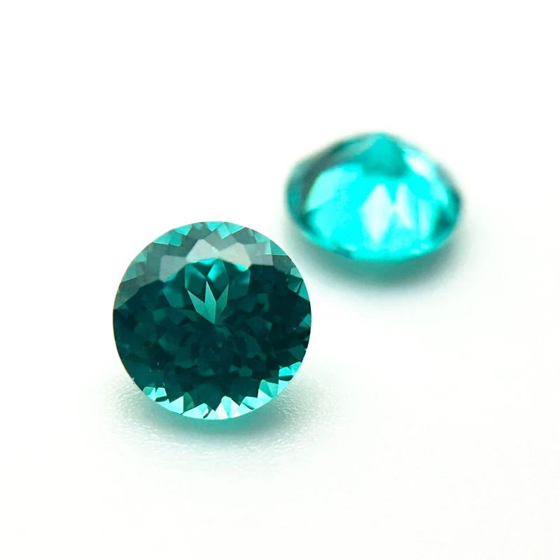 Paraiba Neonblauer Synthetischer Edelstein in Runder Form mit Zertifikat Verfügbar in Mehreren Formen Wählbar – Detail 4