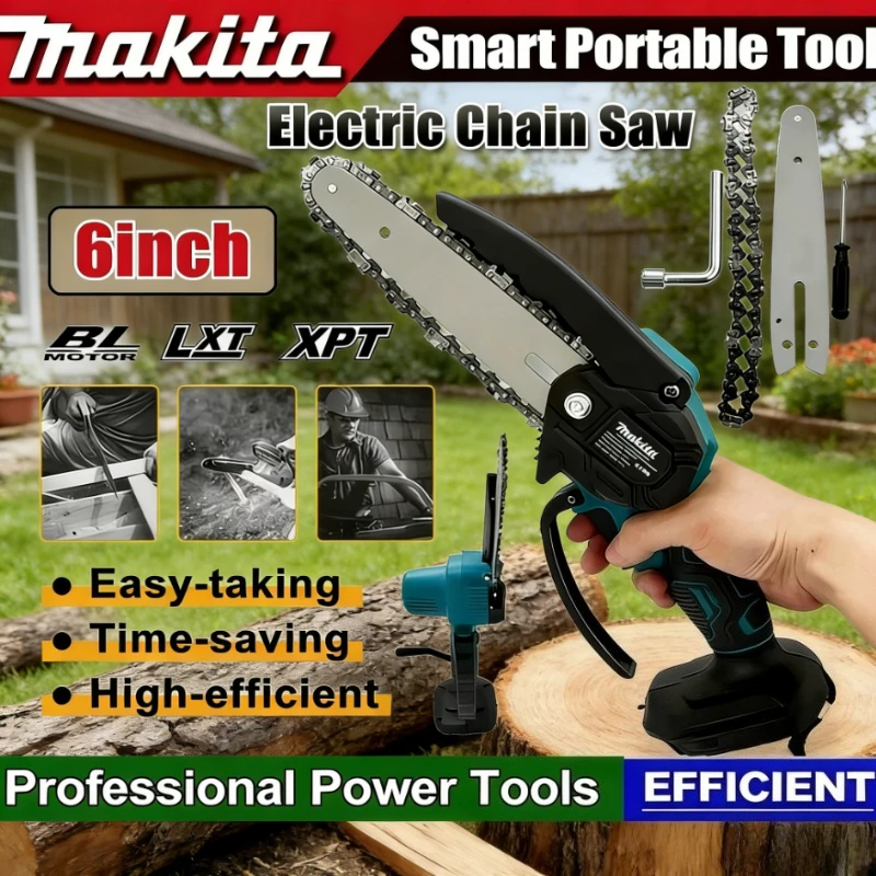 

Makita 6 Inch Chain Saw Electric Saw Handheld Portable Wood Logging Chainsaw Garden Pruning Wood Power Tool For 18V Battery