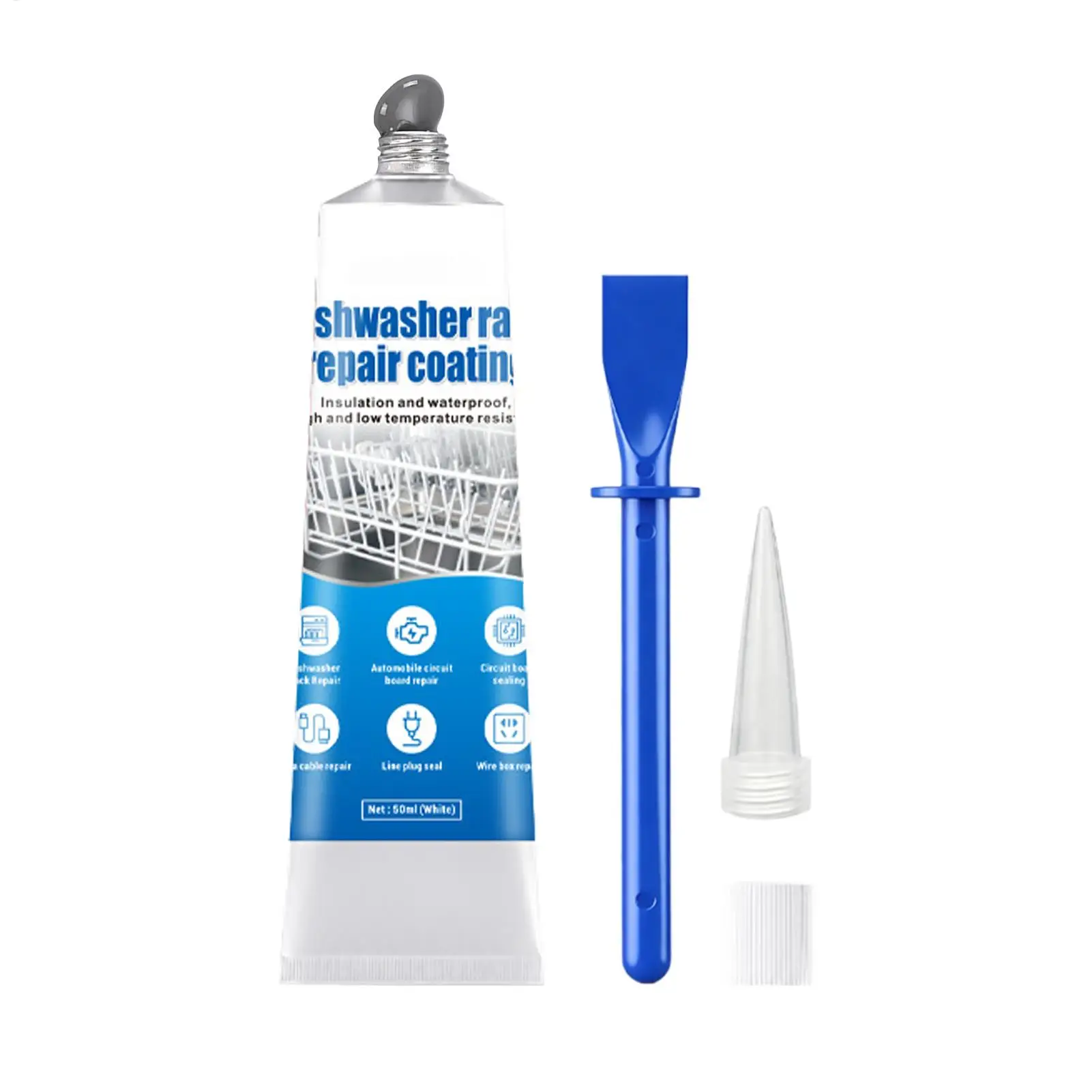 50ml Dishwasher Rack Repair Coating Rustproof Sealant For Wire Basket, Anti-Rust T ouch Up Paint With Scraper & Tip Kit