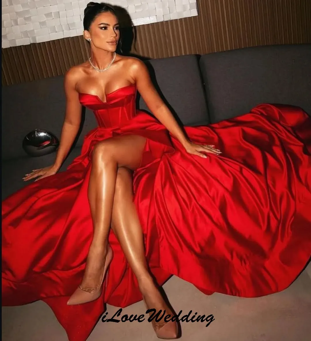 Elegant Red Women Evening Dresse2025 Satin Wedding Party Dress For Women Formal Gowns A-Line Prom Dress Floor Length Customized
